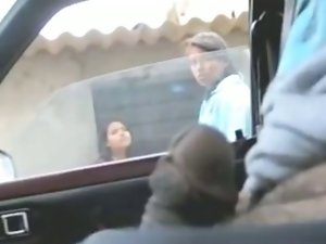 Young woman Watching Shaft in car