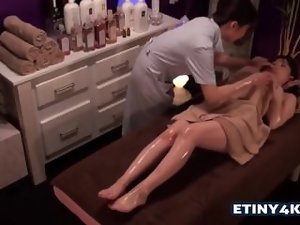 Filthy oily massage with two asian lasses